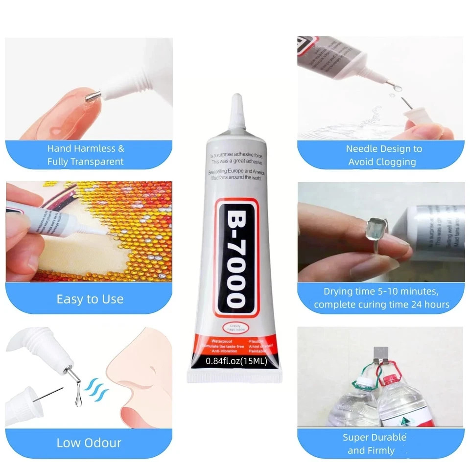 B7000 Clear Adhesive Glue High Viscosity for Rhinestone Jewelry Nail Art Craft