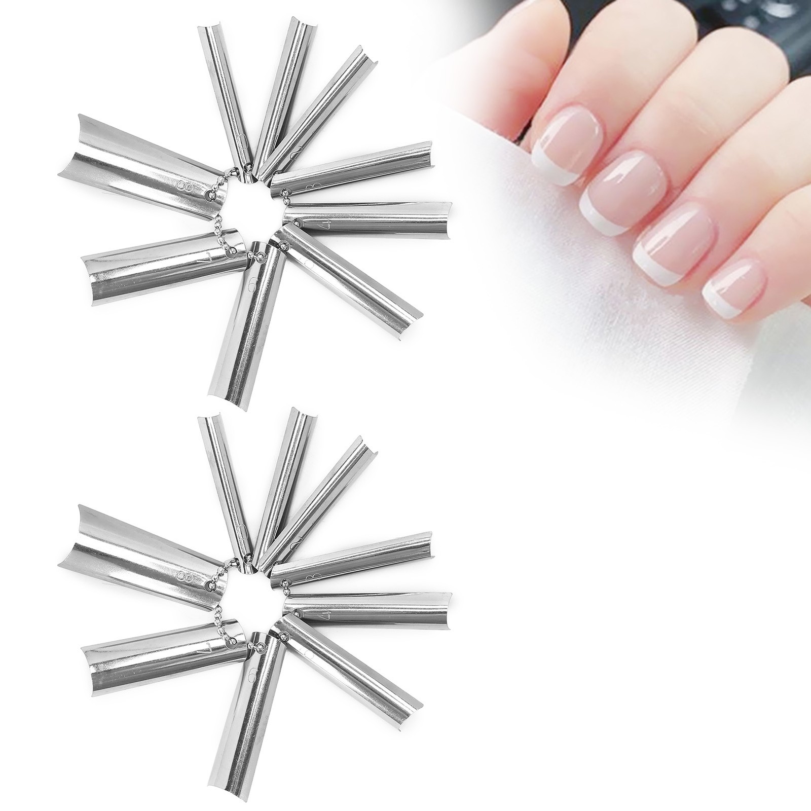 18Pcs French Manicure 9 Sizes Single Tips Deep C Shape Cutter Tool Nail Edge