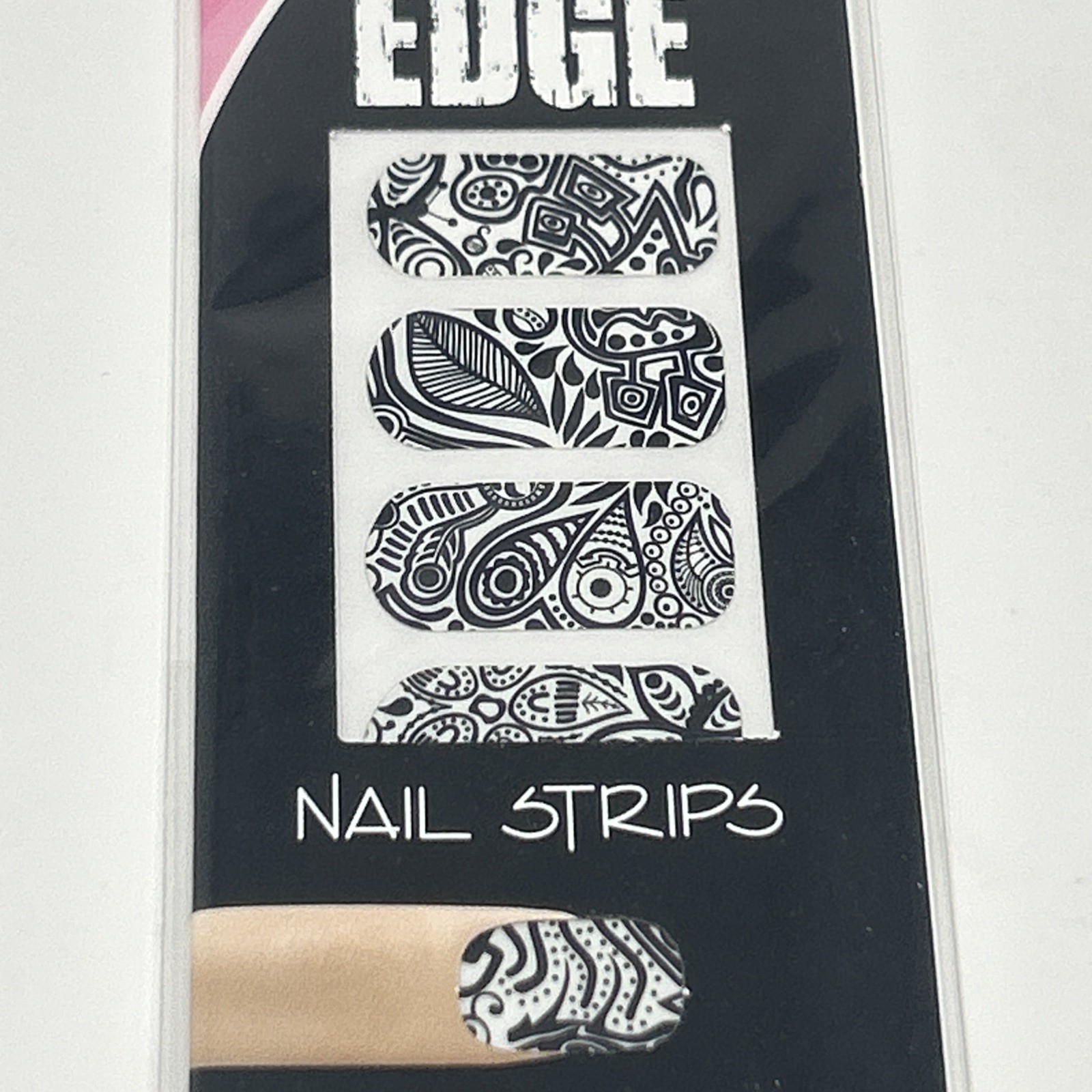 NEW Fing’rs Edge Black White Bandanna Nail Strips Art Stickers Abstract #22635