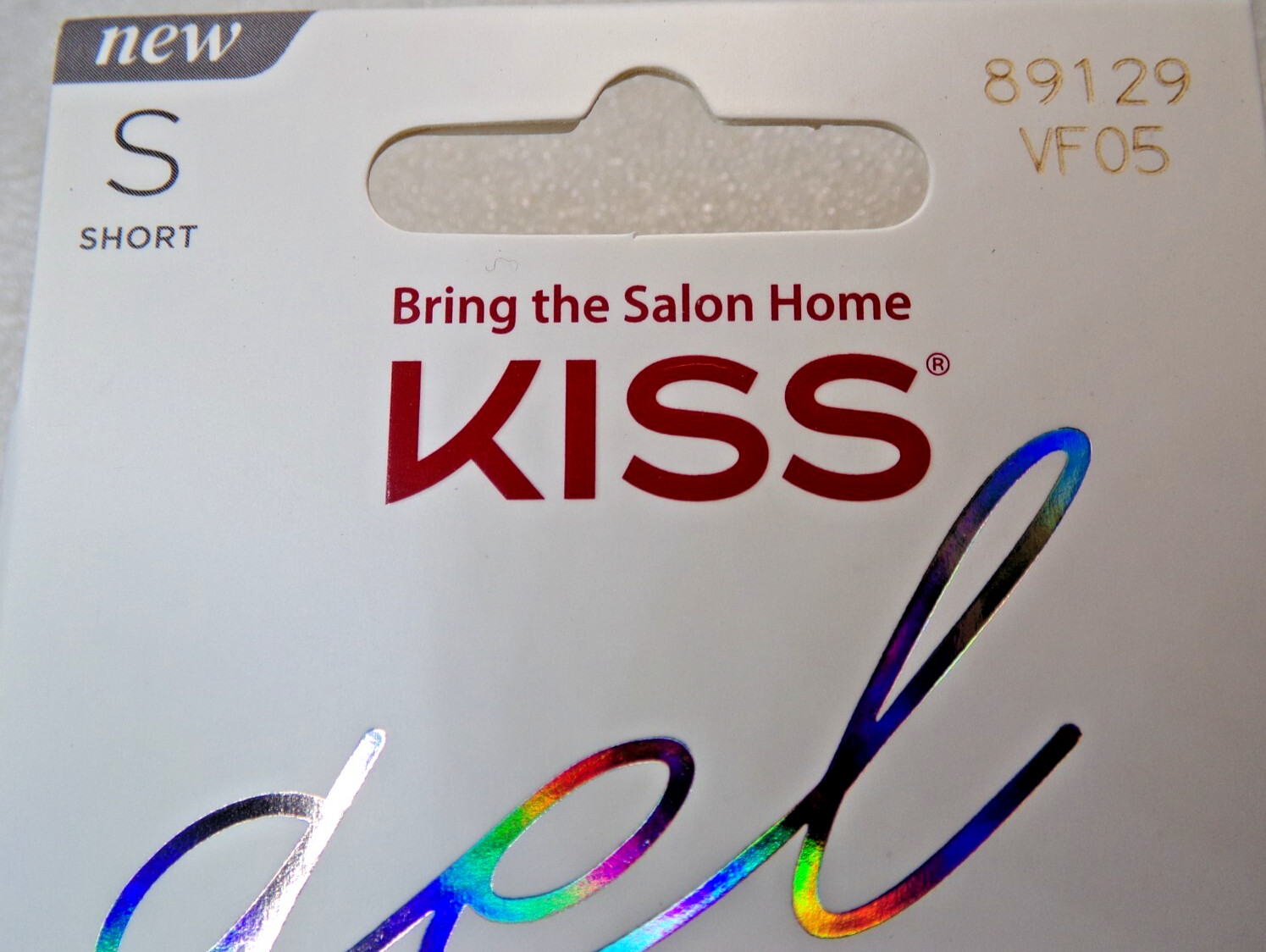KISS Gel Fantasy NAILS Shiny Magnetic Silver GLUE ON Short LENGTH Velvety Effect