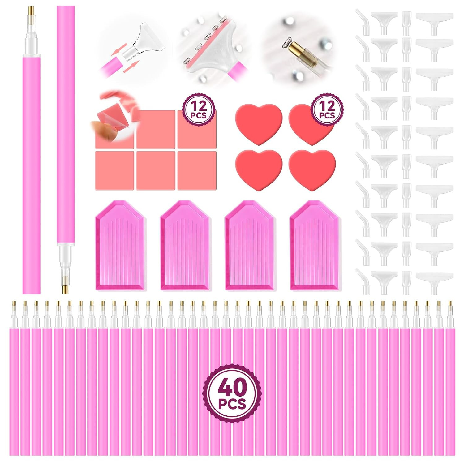 108Pcs Rhinestone Picker Tool Kit: 40Pcs Dual-Ended Handle, Bedazzling Tools Pen