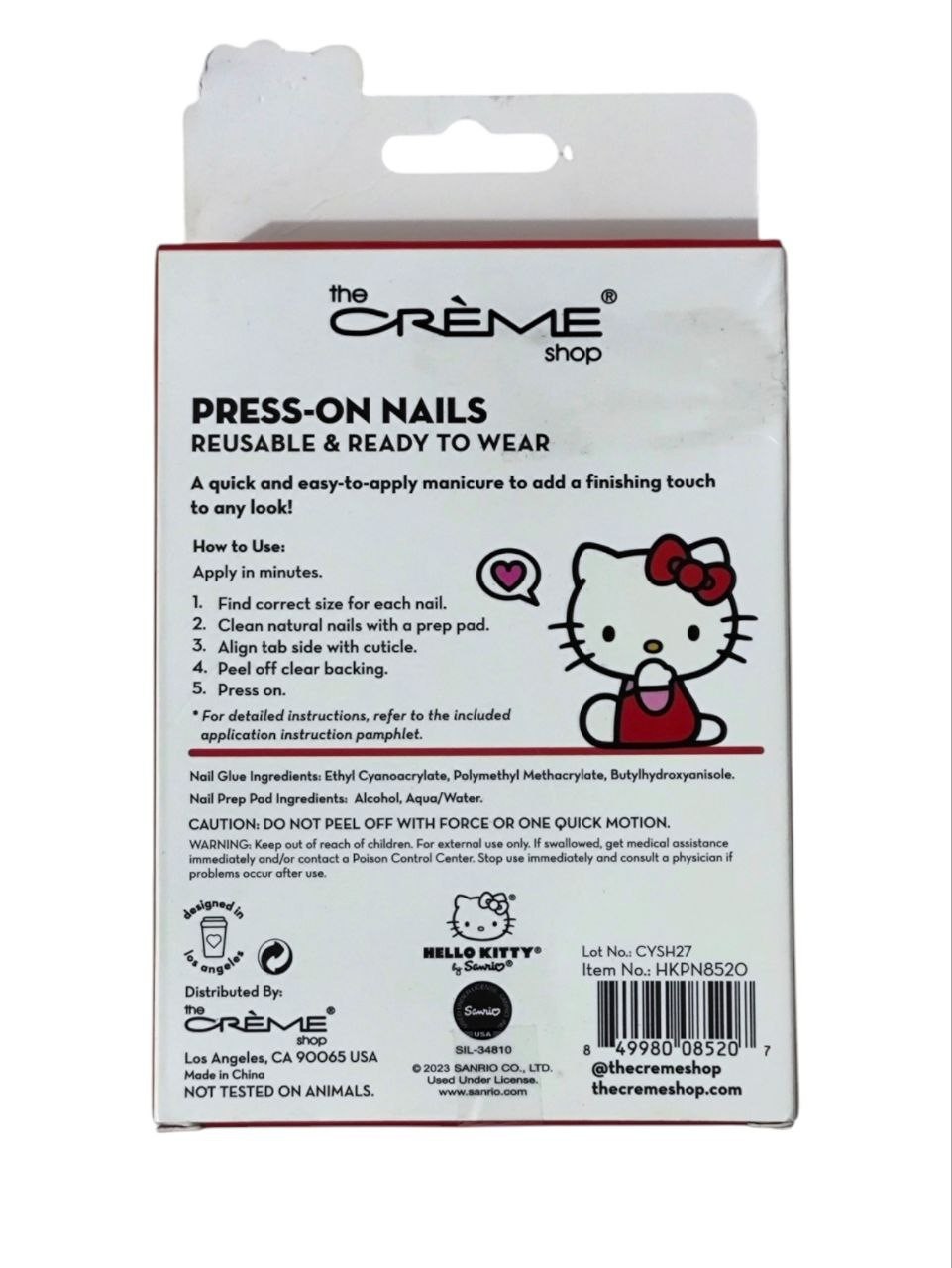 The Crème Shop x Hello Kitty Classic Cutie Reusable Press-On Nail Kit Art Set