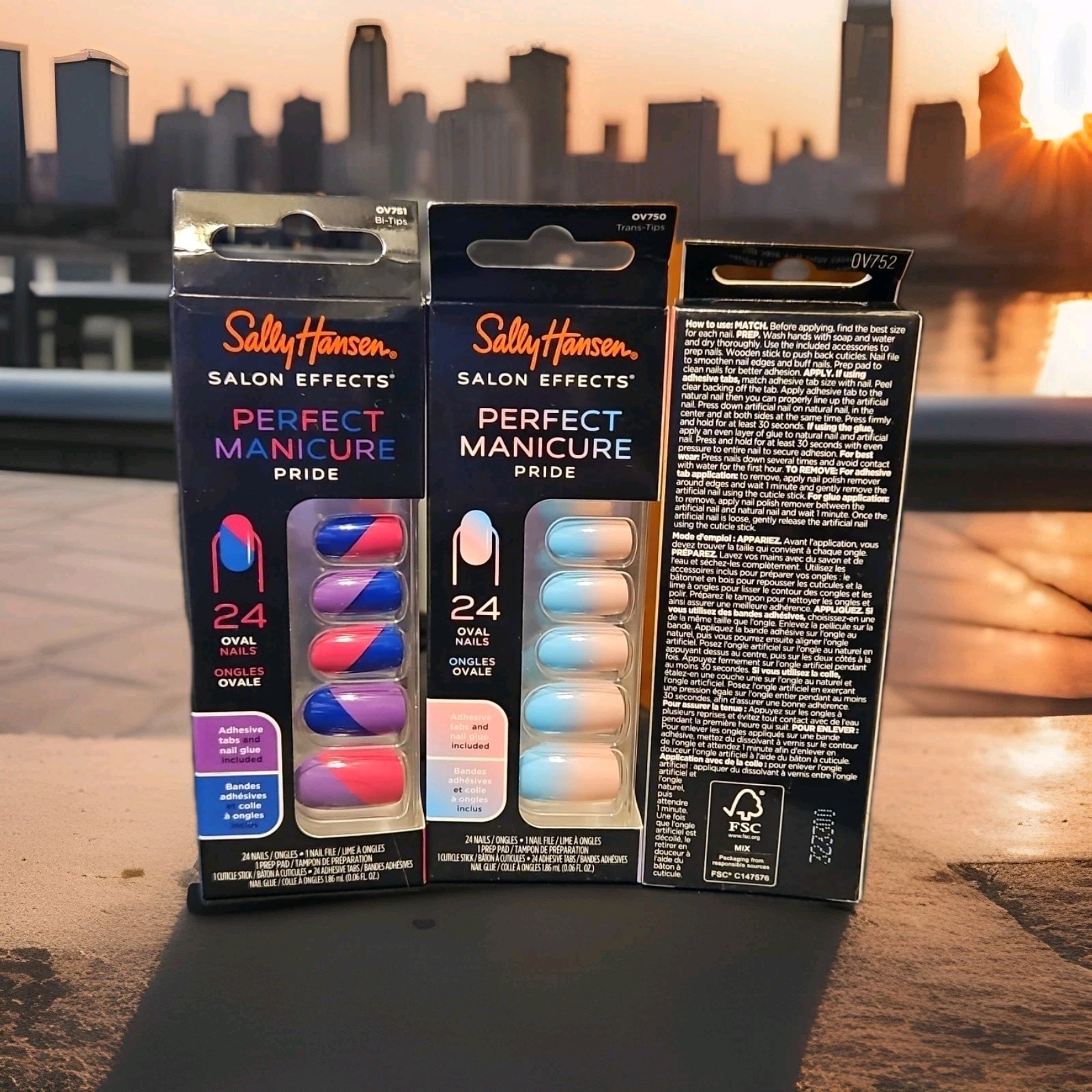 3-SALLY HANSEN-SALON EFFECTS-PERFECT MANICURE-PRIDE-OVAL-BI/TRANS/QUEER-NEW!