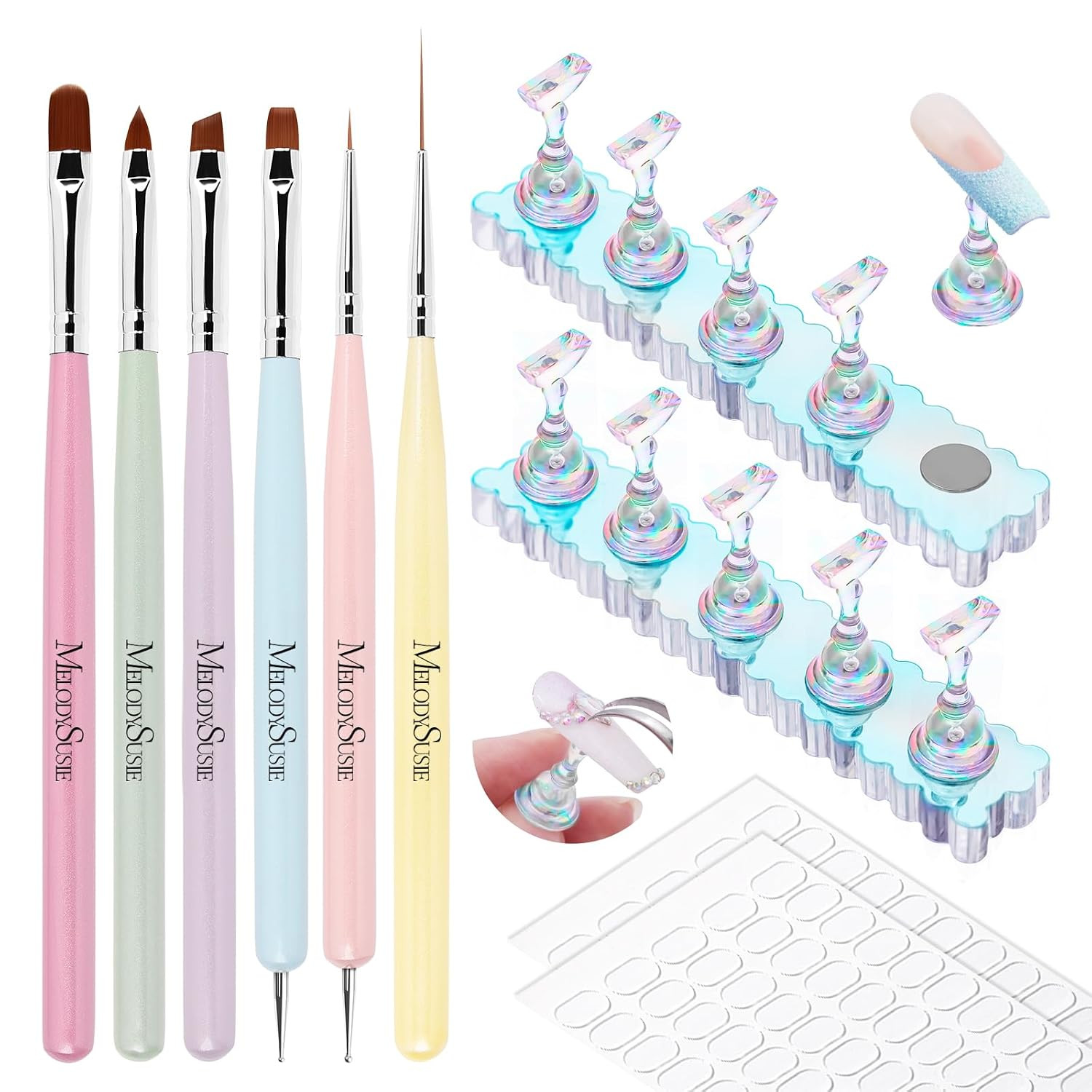 5Pcs Nail Art Liner Brushes with Nail Brush Holder | Gel Polish Painting Art Des