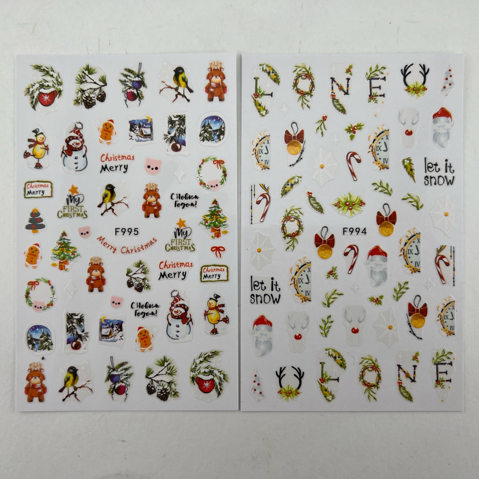 Christmas Nail Art Stickers Decals Adhesive Santa, 10 sheets Ea, 5pk = 50 sheets