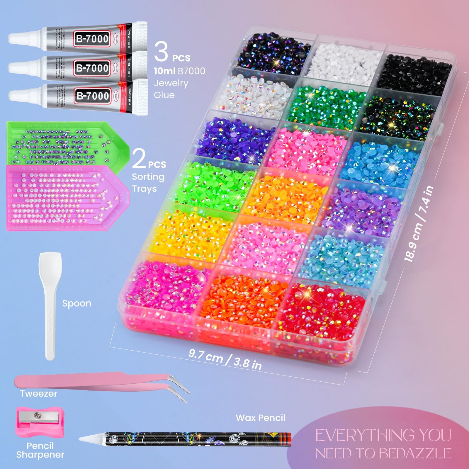 Rhinestones Bedazzling Kit 25000Pcs 18 Essential Colors for Crafts