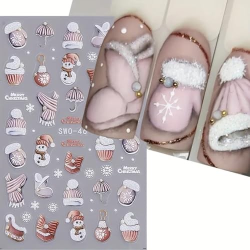 Christmas Nail Art Stickers 5D Embossed Decals 4PCS Santa Christmas design3
