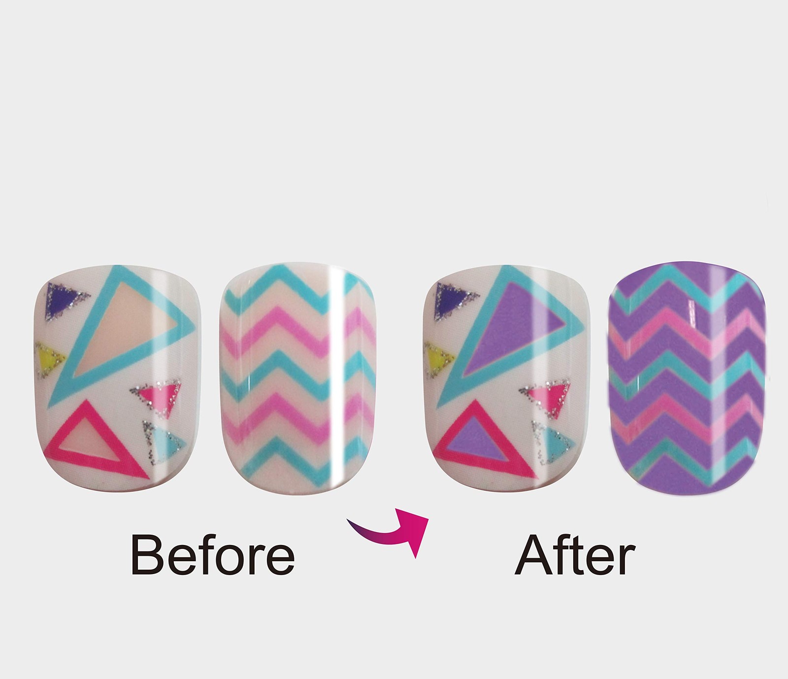 5PACK 120tips Artificial Preglued Junior Sticker Nails For (Color Changing)