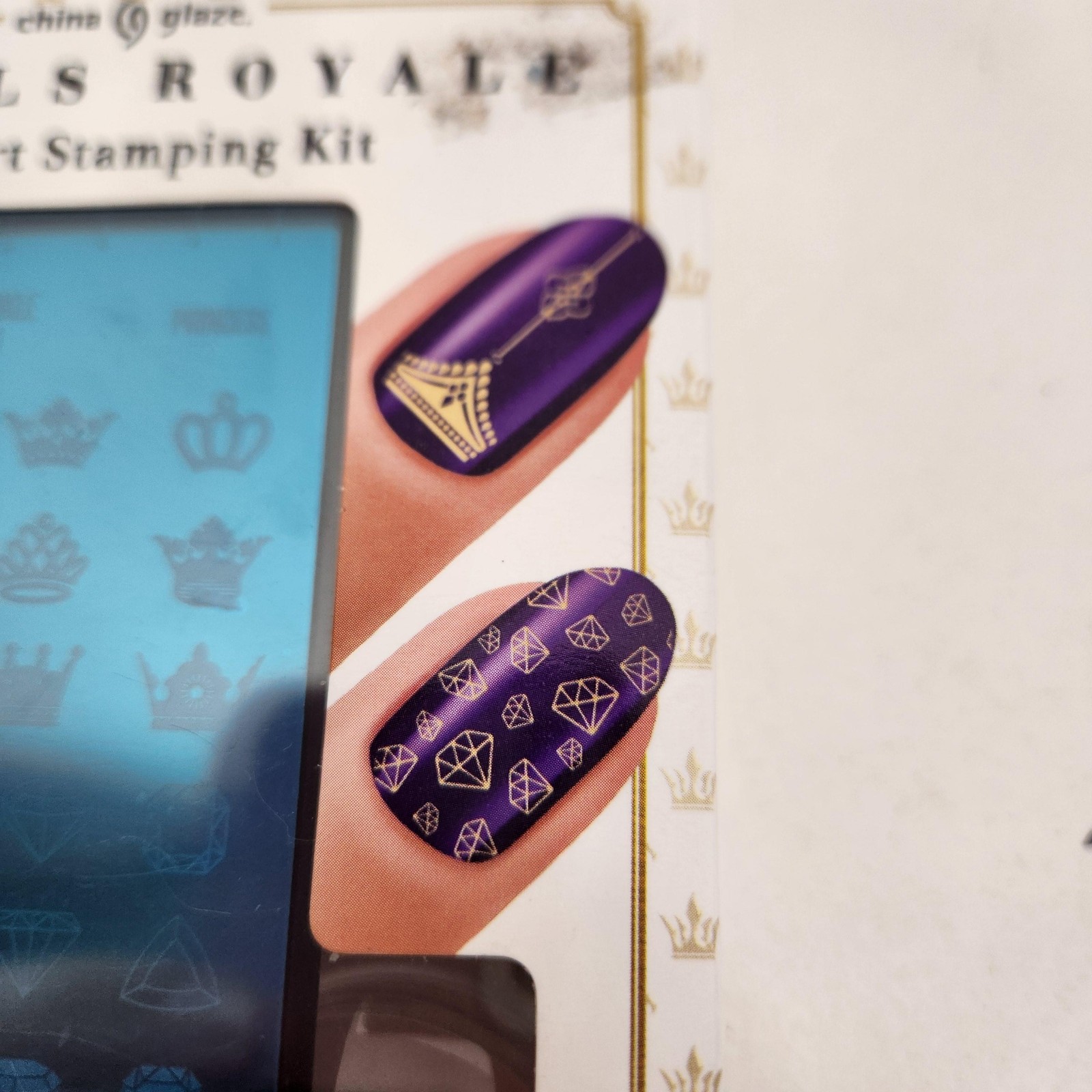 China Glaze Jewels Royale Nail Stamping Kit Blue Plate W/ Stamper Scraper 85145