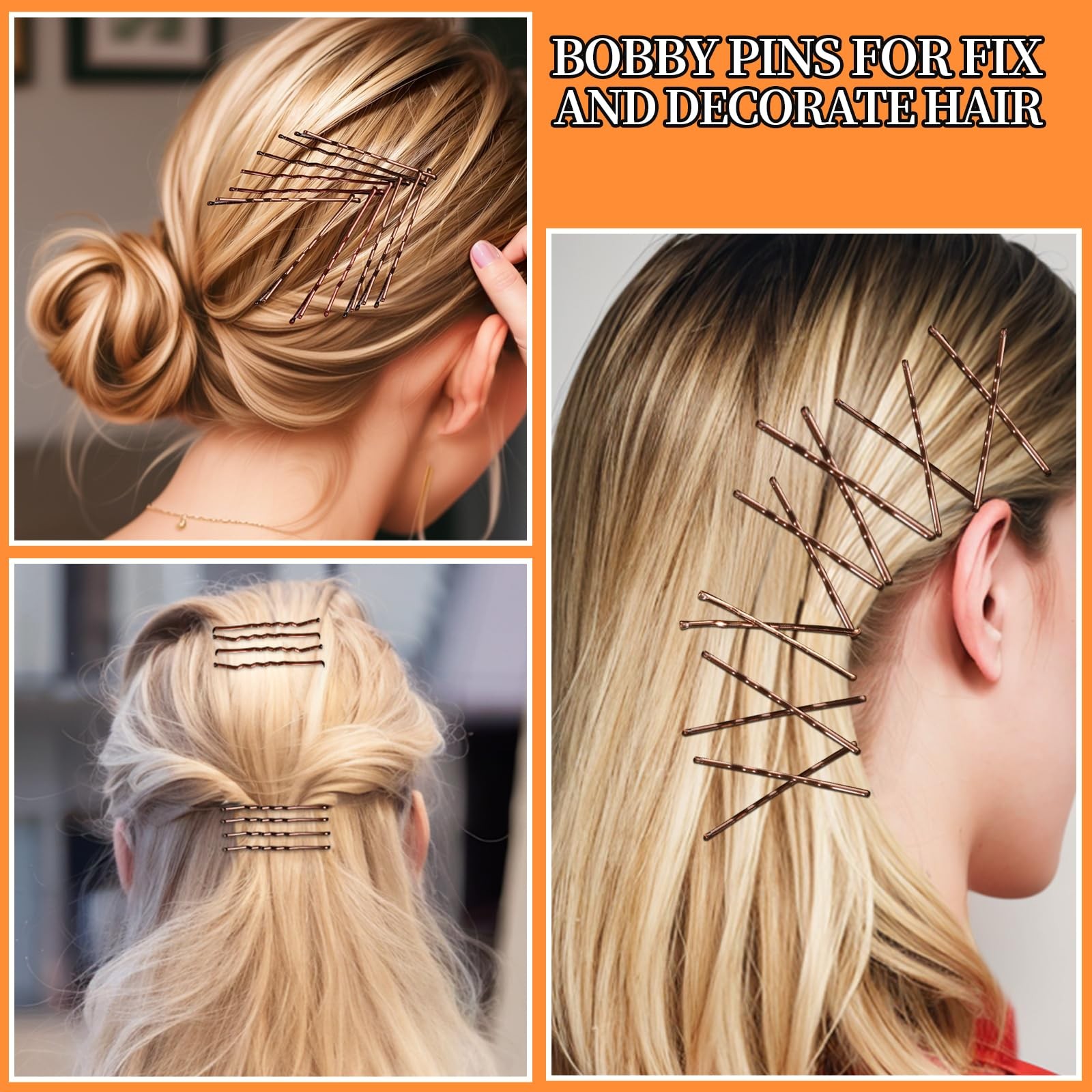 Teenitor 100Pcs Bobby Pins for Women, 1 Count (Pack of 100), Brown