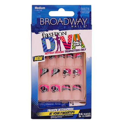 Broadway for Kiss Pink Heart Love Flower Nail Medium GLUE Valentine