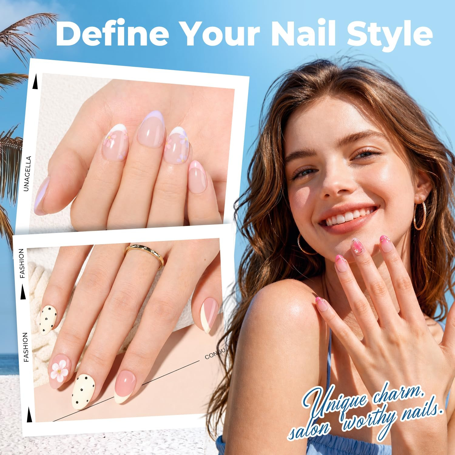 Extra Short Almond Nail Tips Full Cover 450PCS 15 Sizes | Pre-Etched Short Gel N
