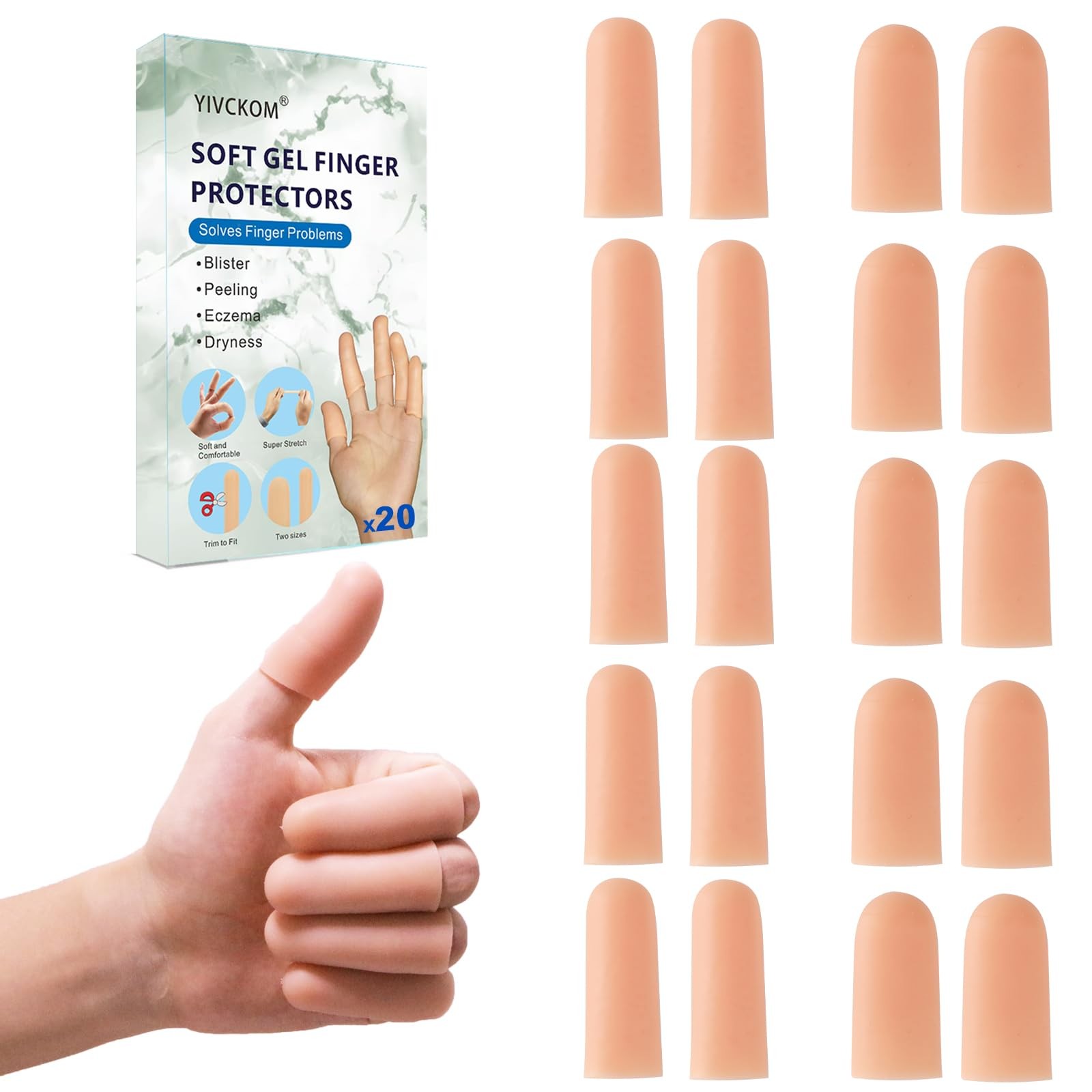 YIVCKOM Gel Finger Cots, Silicone Protectors, Fingertip Bandages…