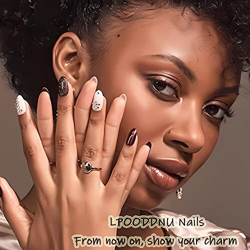 24 Pcs Short Oval Press on Nails Colorful Flower Fake Nails Short Floral
