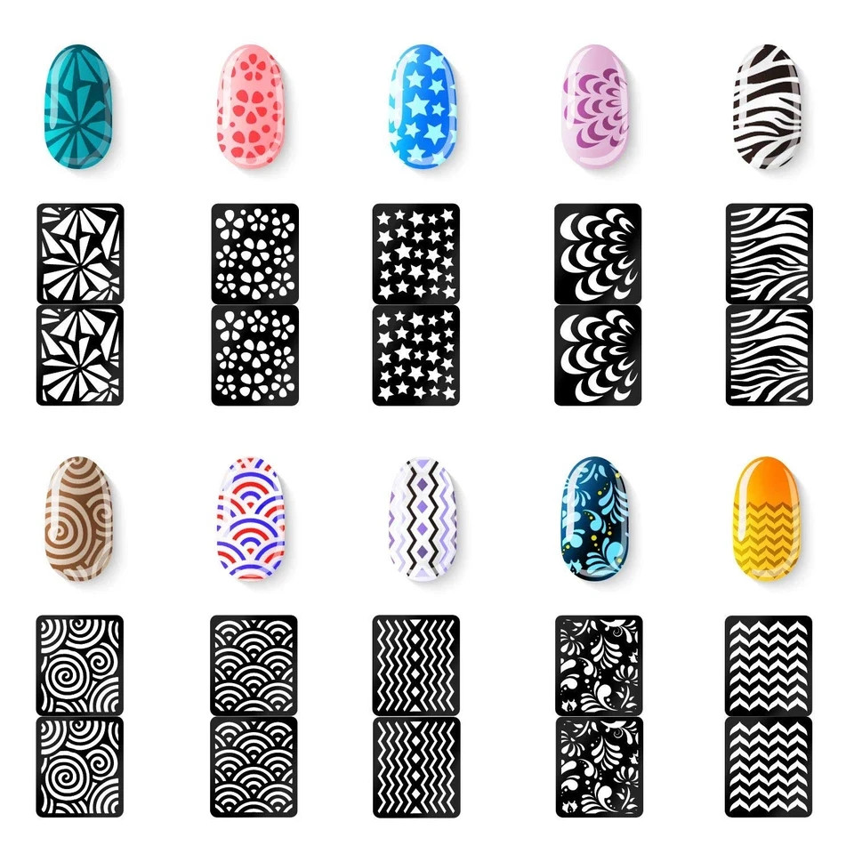 144 Pieces Nail Vinyls Stencil Stickers Set, 24 Sheets 72 Different Designs Cute