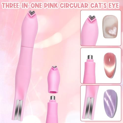 5Pcs Cat Eye Magnet Set – New Pink 3-in-1 Nails Tool – Easy to Use