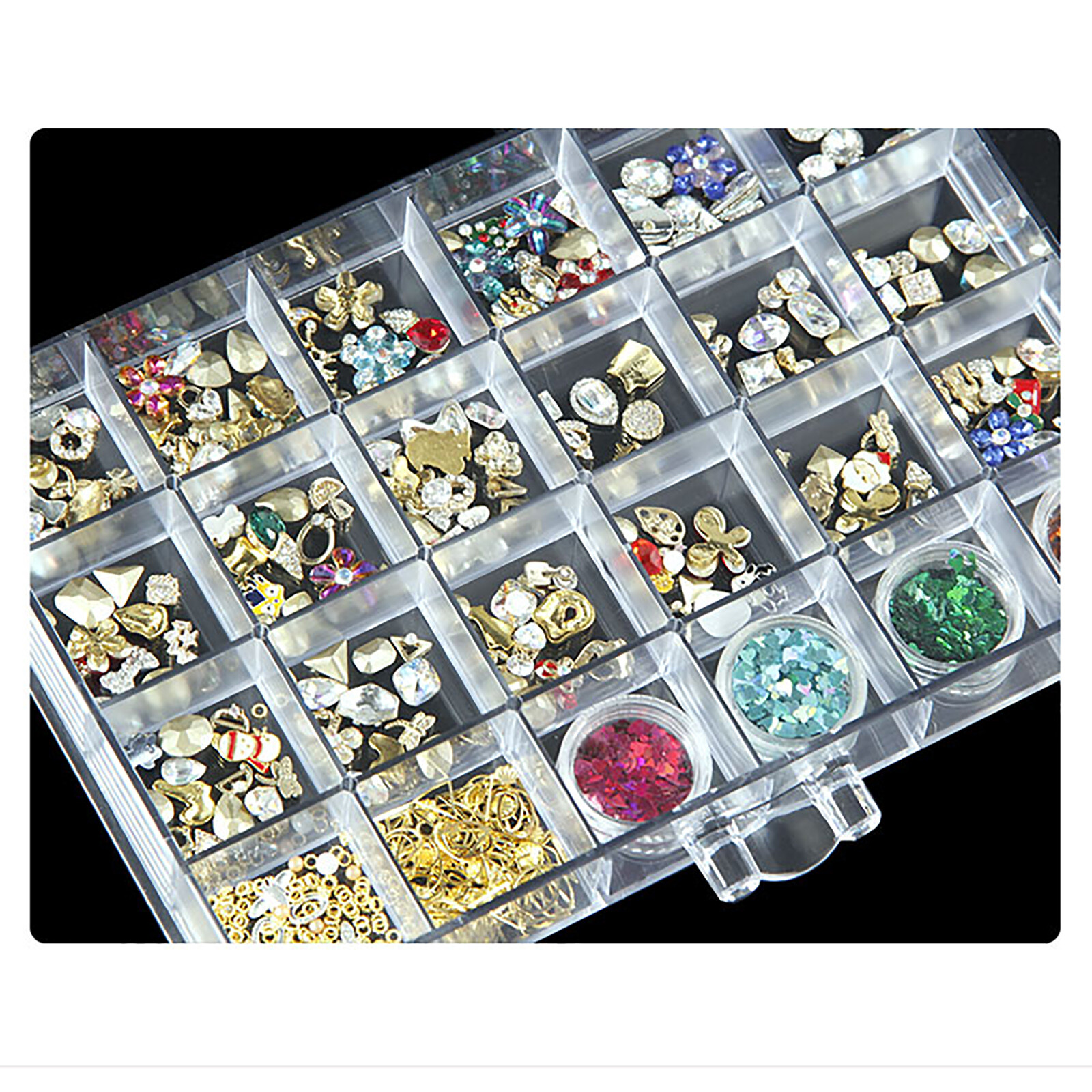 120 Grids Nail Art Rhinestone Gems Bead Acrylic Storage Display Tray Box Clear