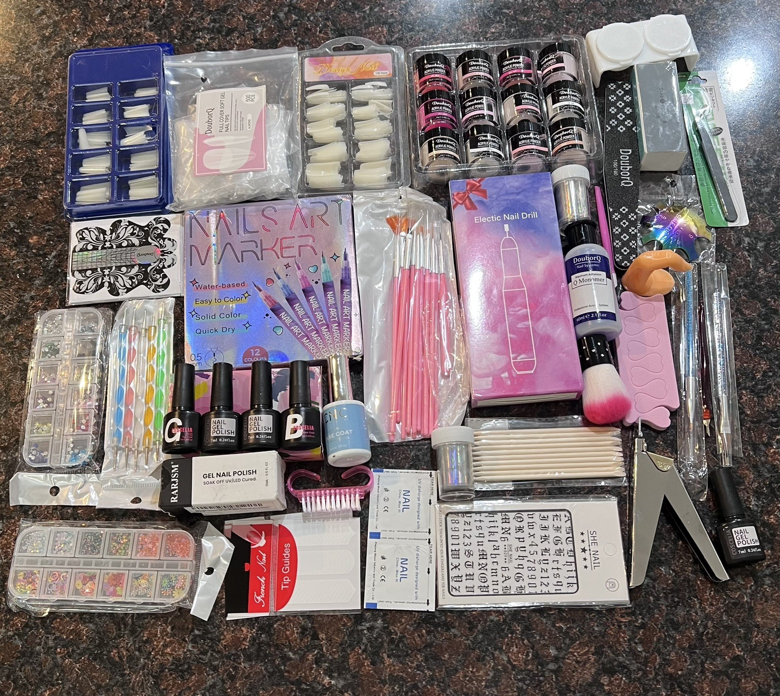 DouborQ Nail Kit- Acrylic Set, Nails, Nails Accessories, With Drills, UV Light