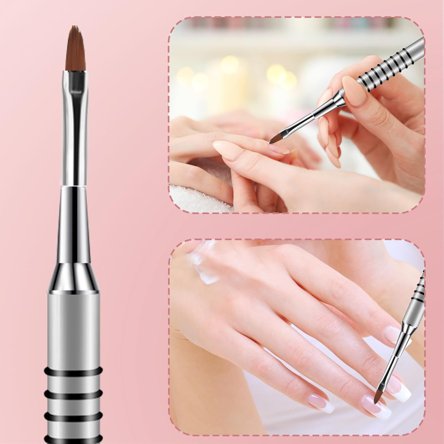 2 Pack 3D Acrylic Nail Brush Kolinsky Nail Art Brush #2#4 Mini Oval Nail Brush