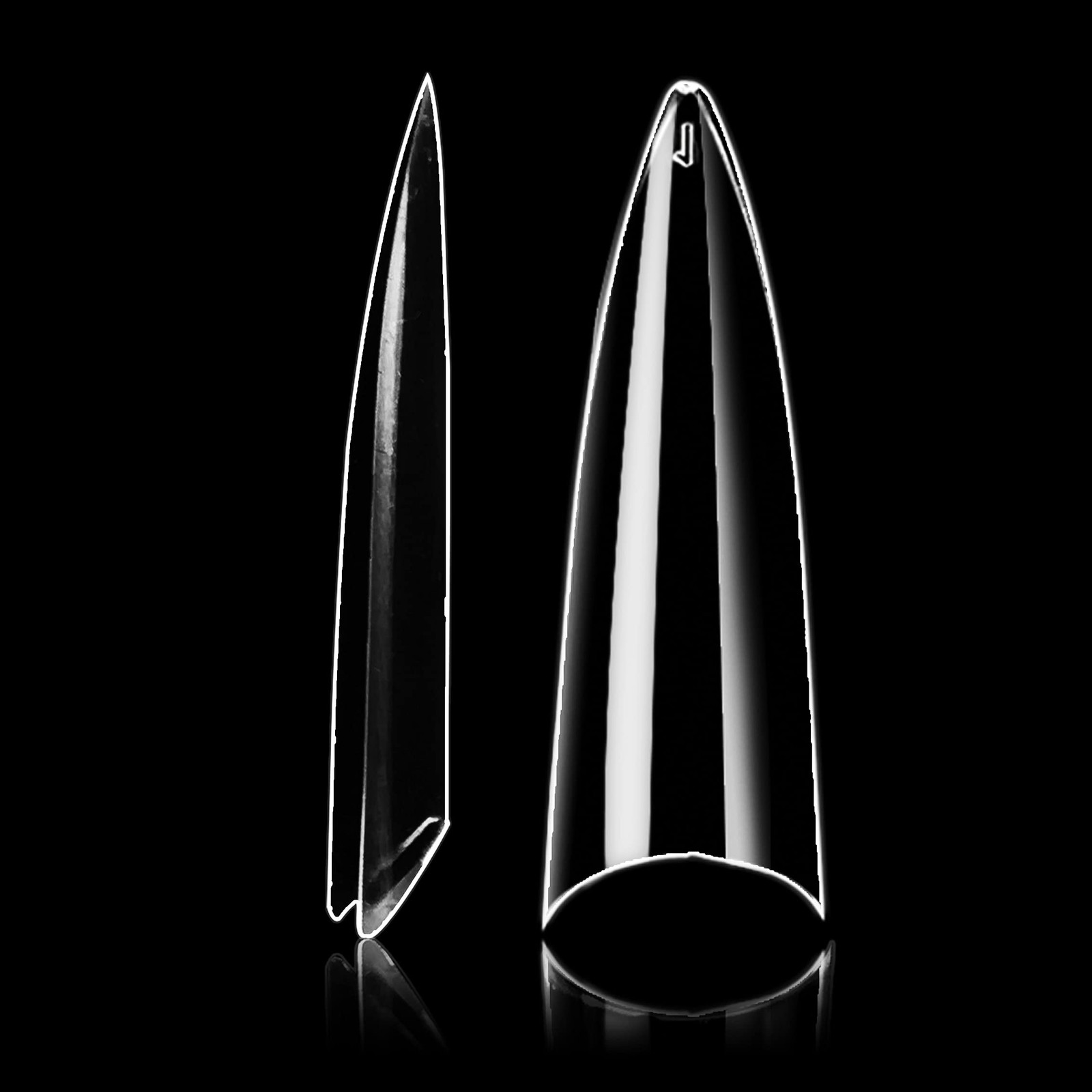 Acrylic Clear Extra Long Stiletto 500PCS 10 Sizes False Gel Nail With Plastic…