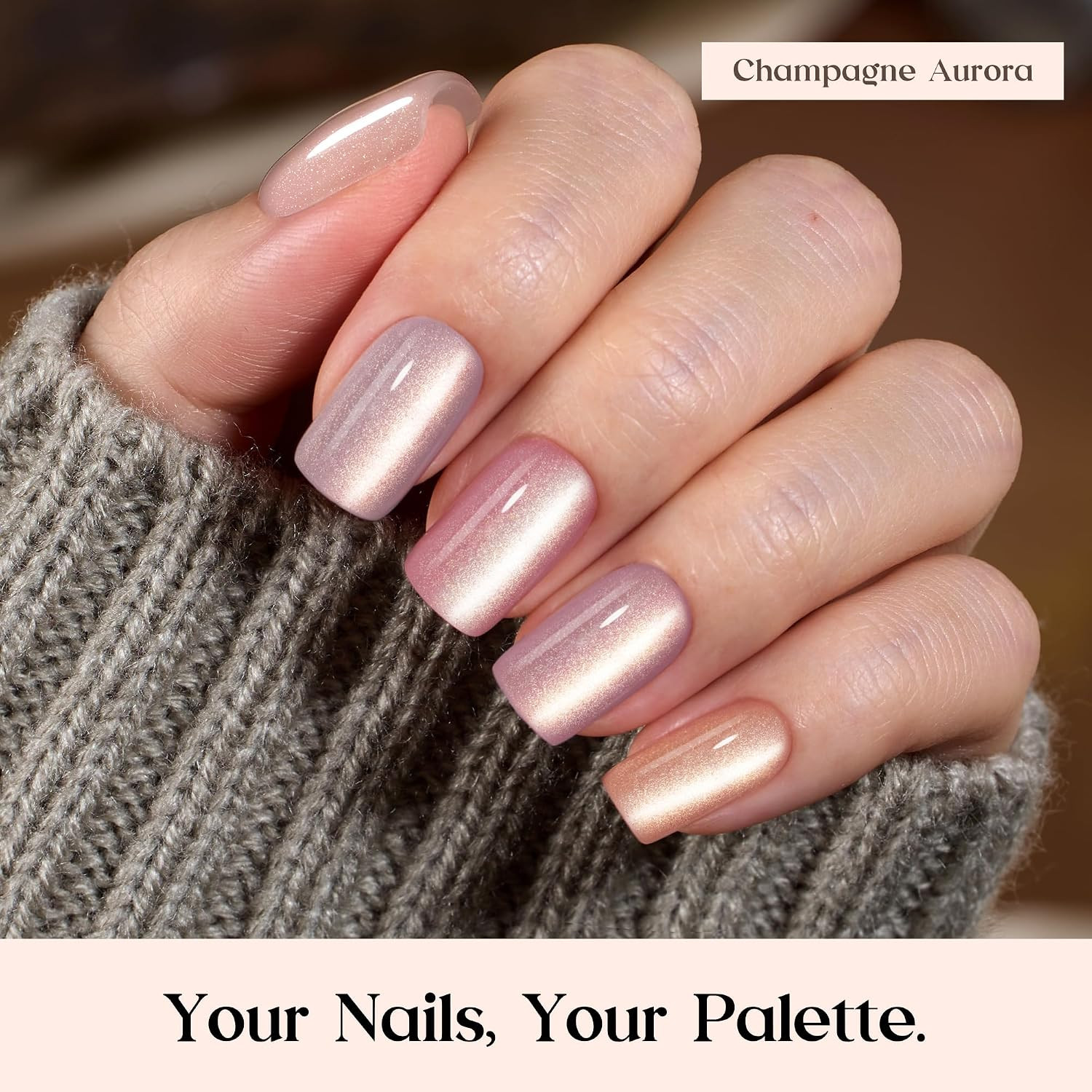 X Press plus Gel Nails Kit – Candy Nova | 7 Colors Nude Cat Eye Press on Nails S