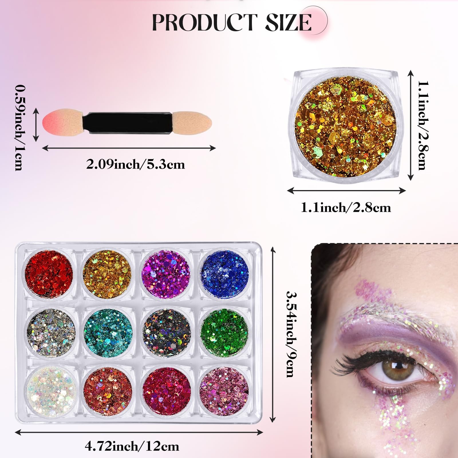 Body Face Glitter 12 Colors Chunky Gel Holographic Women Carnival Party