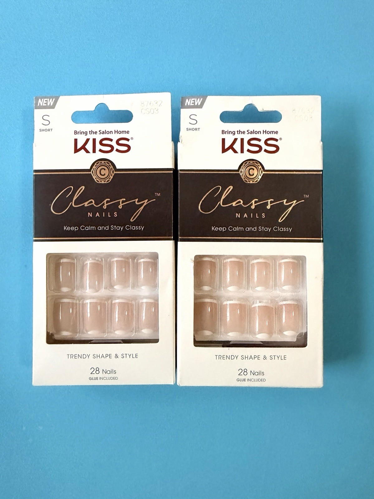 KISS Classy Nails 87632 Short Length Trendy Shape 28 Nails ea New In Box X 2