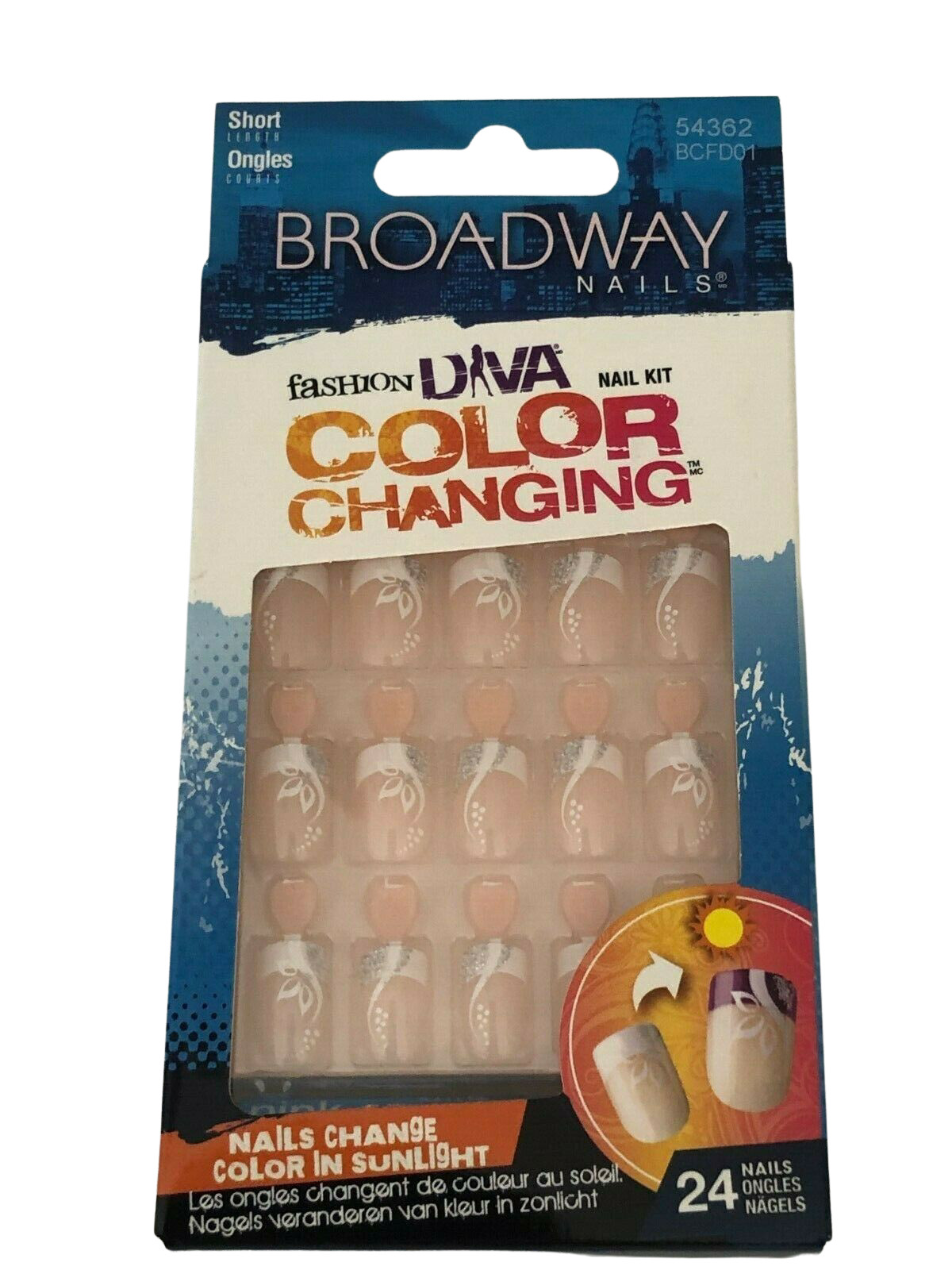 (2) KISS BROADWAY FASHION DIVA COLOR CHANGING NAILS SHORT BCFD01 (No Glue)