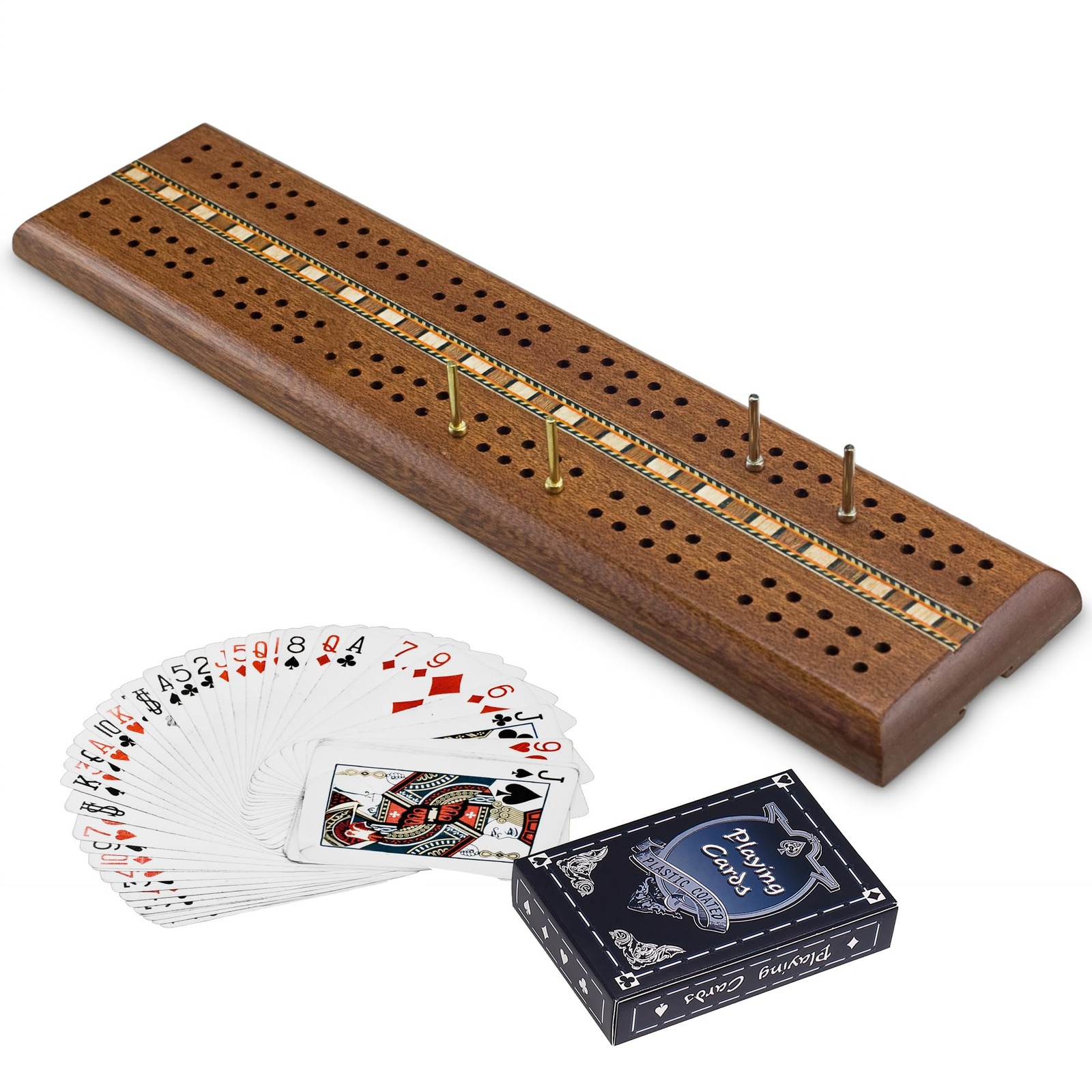 Sterling Games Wooden Cribbage 12 inch Double Track 11.75 inches, Gold