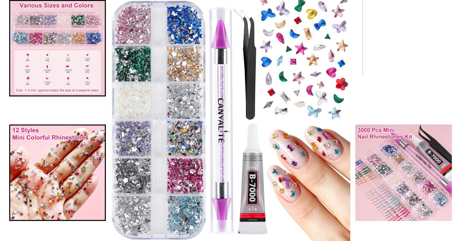 3000 Mini Colorful Rhinestones for Nail Art – Quality DIY Gems Kit