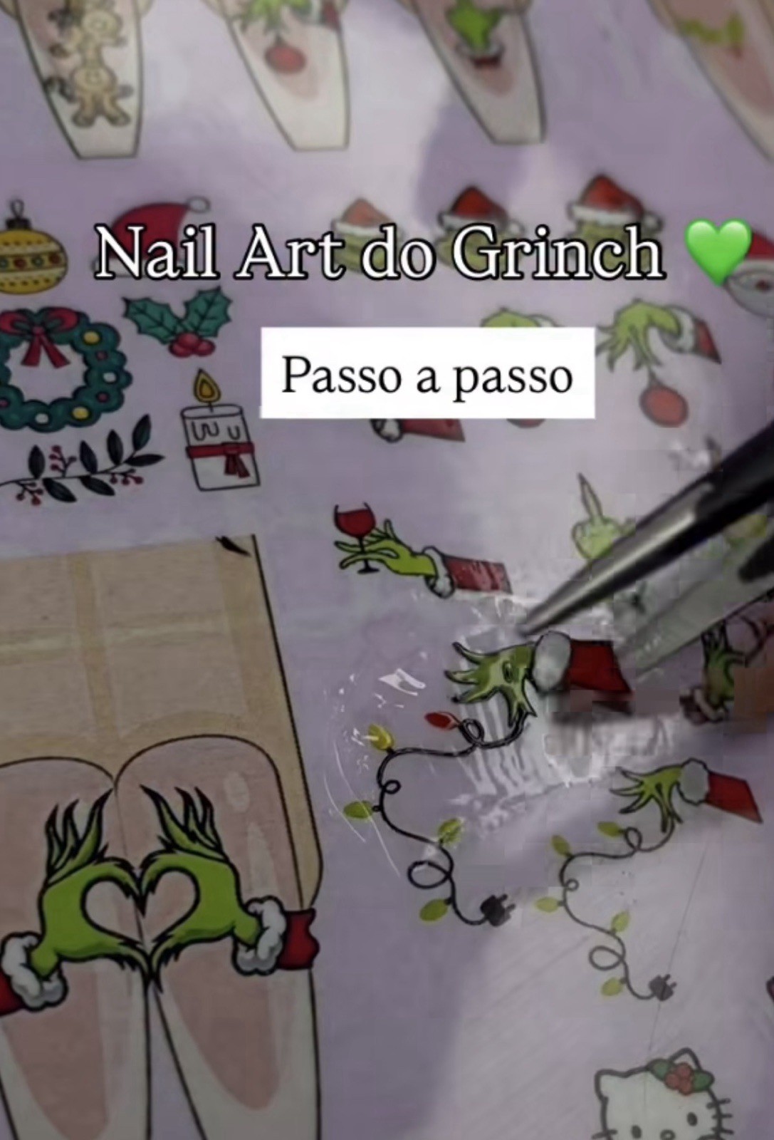 Grinch Christmas Cartoon nail art sheet reusable Gel Nail Polish sticker Designs