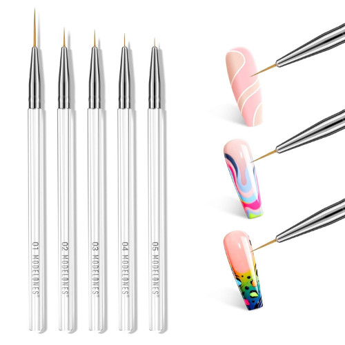 NEW 5PCS Nail Art Liner Brushes Set Thin Gel Polish Painting Design Tools Hex