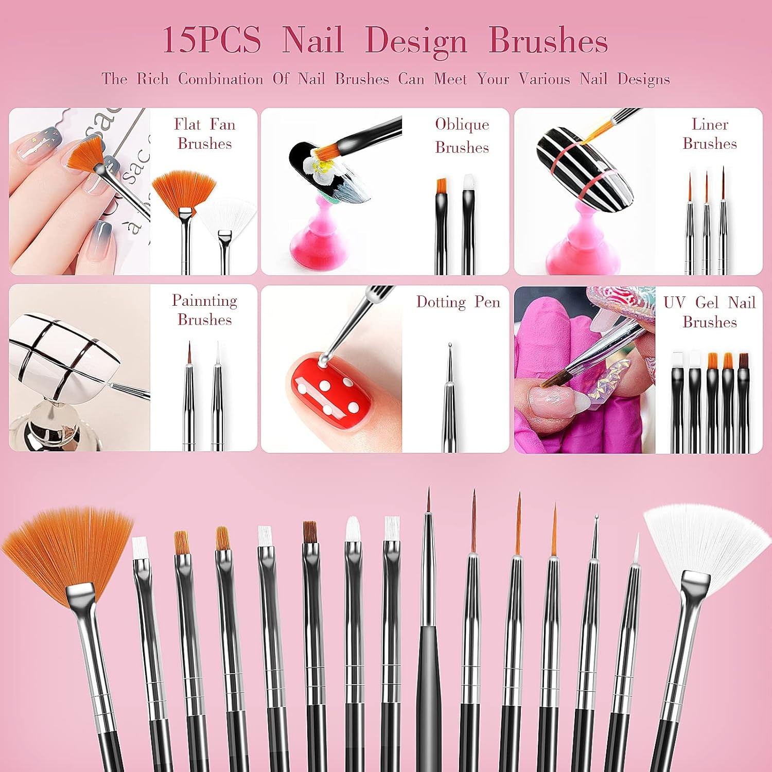 32pcs Nail Art Brushes,Acrylic Nail Brush,Nail Brushes For Nail Art,Nail Art Dot
