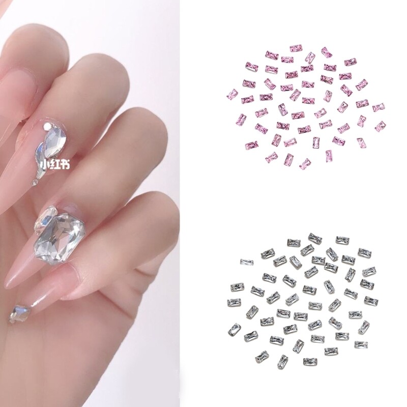 50pcs Rectangle Pointed Bottom Rhinestones Personalize Your Decor