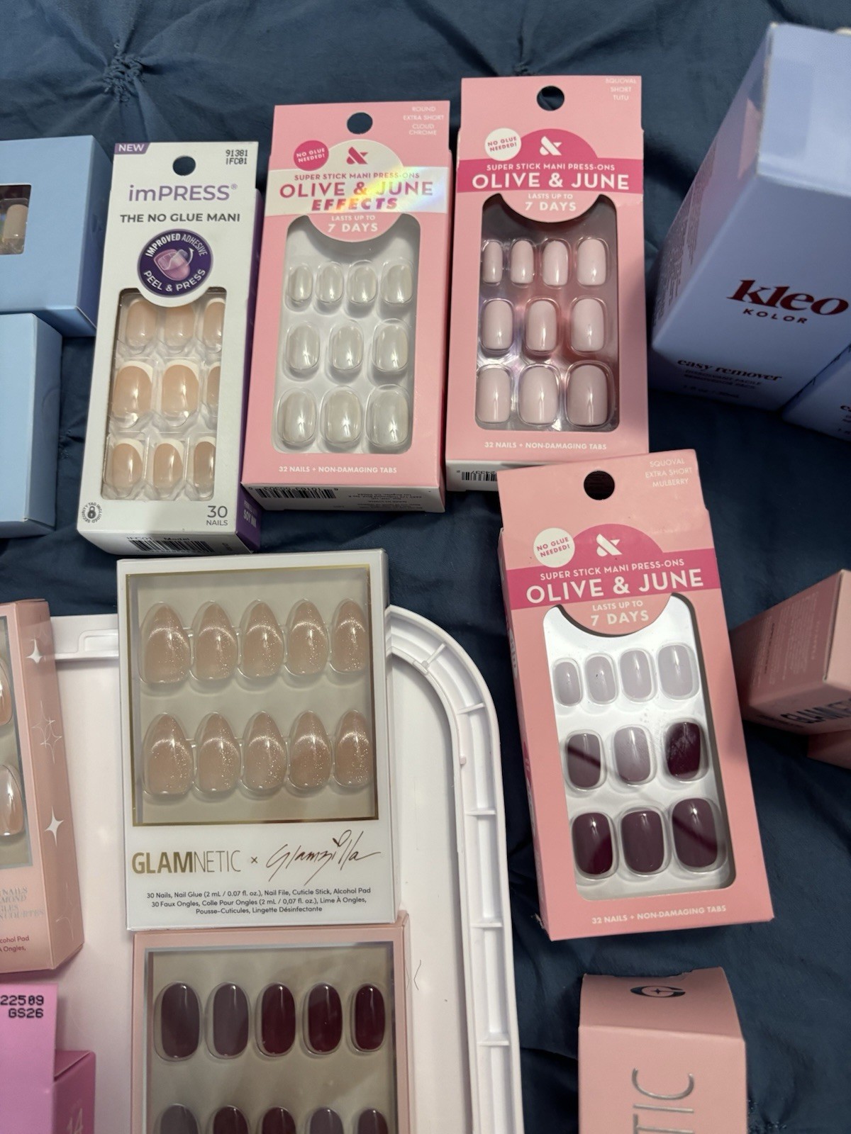 Mixed Brands Press-On Nails Lot, Glue & Remover Included, 30 Sets