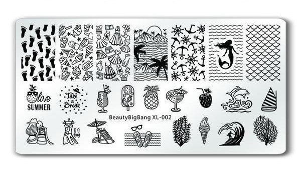 BeautyBigBang XL-002 Nail Stamp Plate Mermaid Beach Pool Scales Anchor Pool HTF