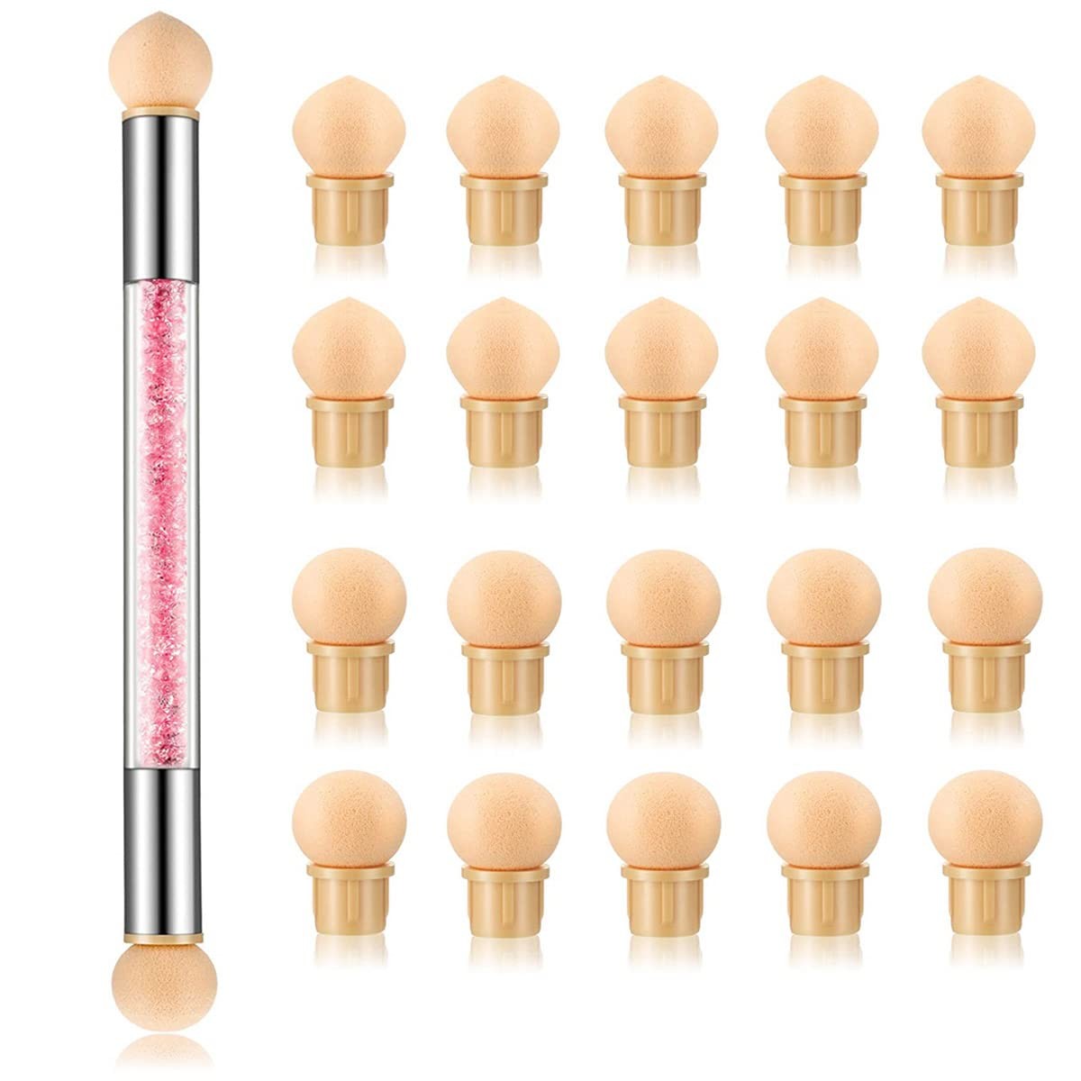 Nail Gradient Sponge Pen, Double Head Nail Painting Brush with 20 Pieces Head…