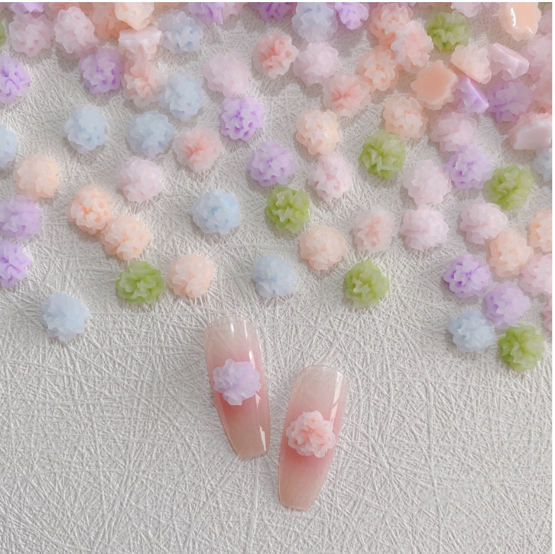 10PCS Luminous 3D Resin Flower Nail Charm Glow In The Dark Manicure Decor NS54
