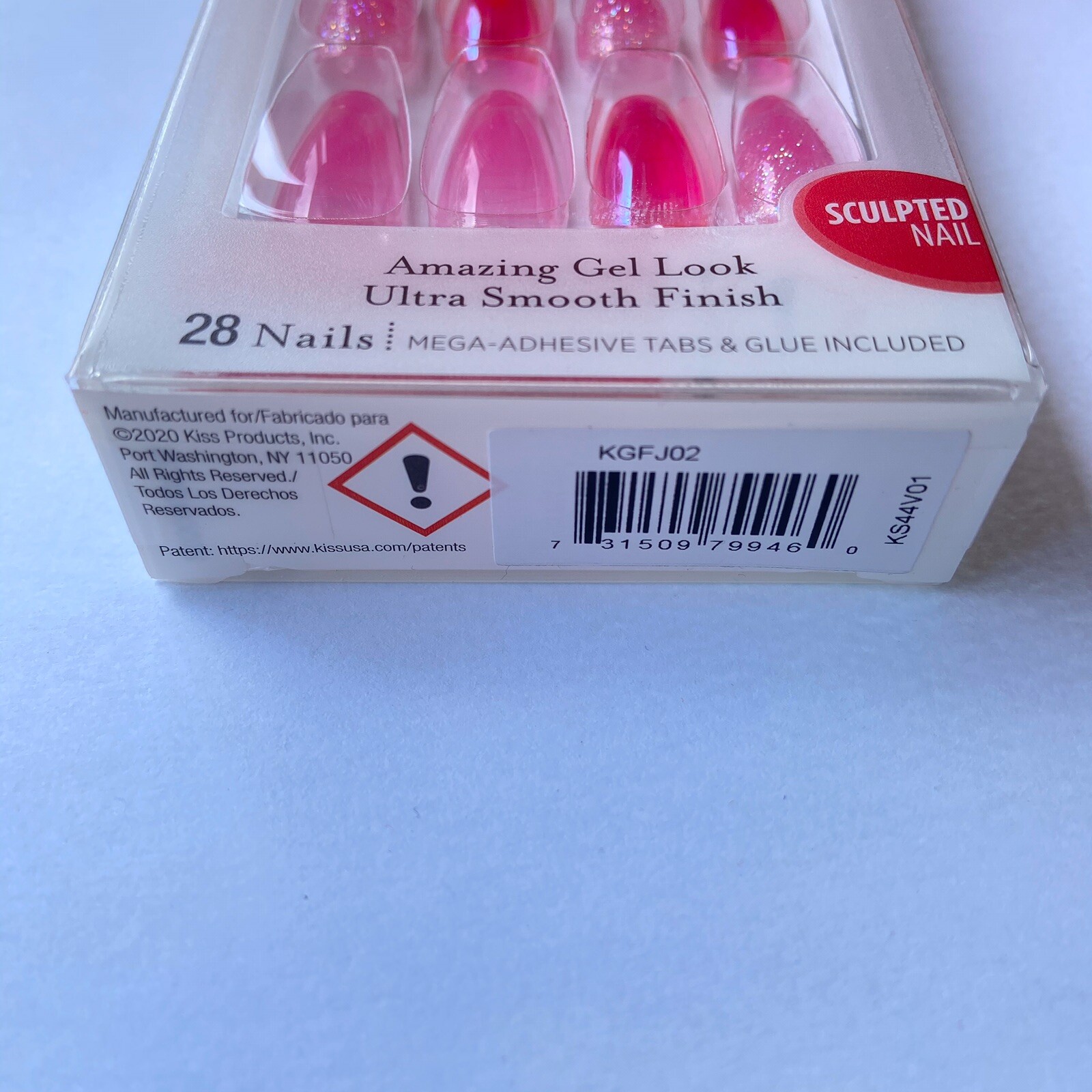 NEW Kiss Nails Jelly Fantasy Press or Glue Manicure Long Gel Coffin Pink Glitter