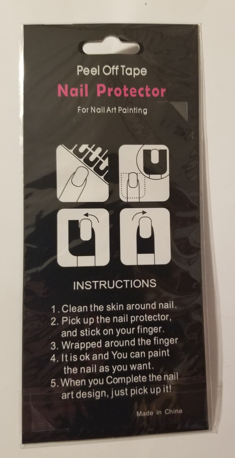 Finger Nail Protector Tap For Nail Polish Painting Peel Off Tape Black 2 Packs