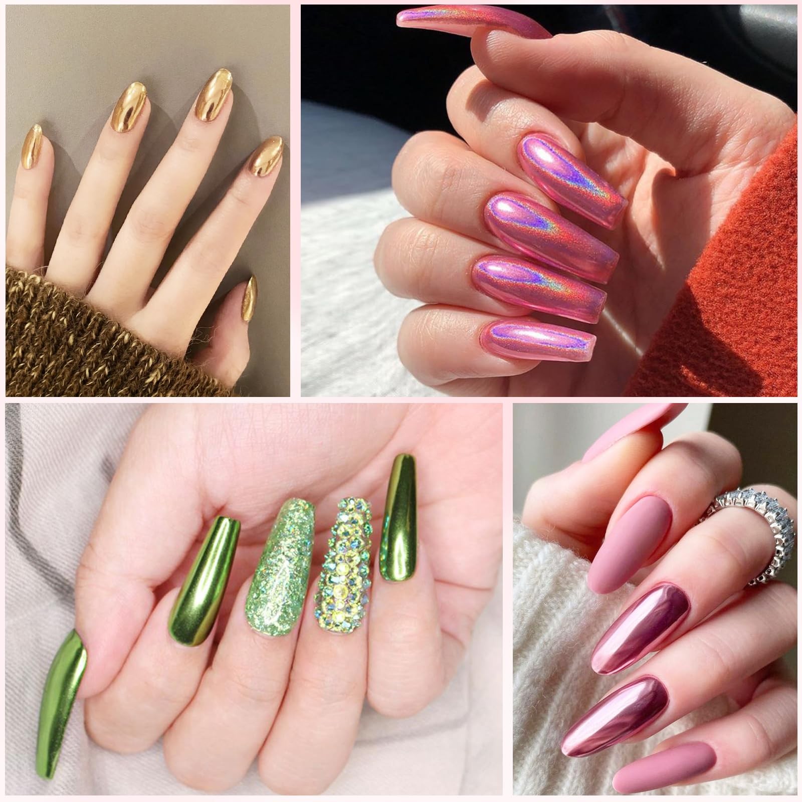 Mirror Chrome Nail Powder Kit, 40 Colors for Nail Art