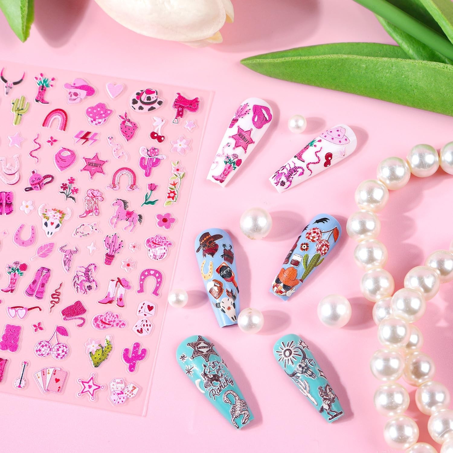 Keluna Western Nail Art Stickers – 6 Sheets Cowboy Cowgirls Nail Sticker, 5D …