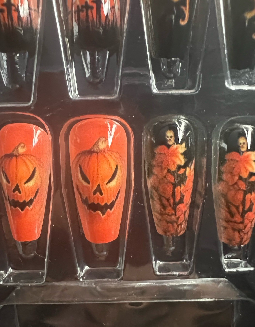 Halloween Costume Party Pumpkin Spooky 24 Adhesive Press on Nails Multiple Size