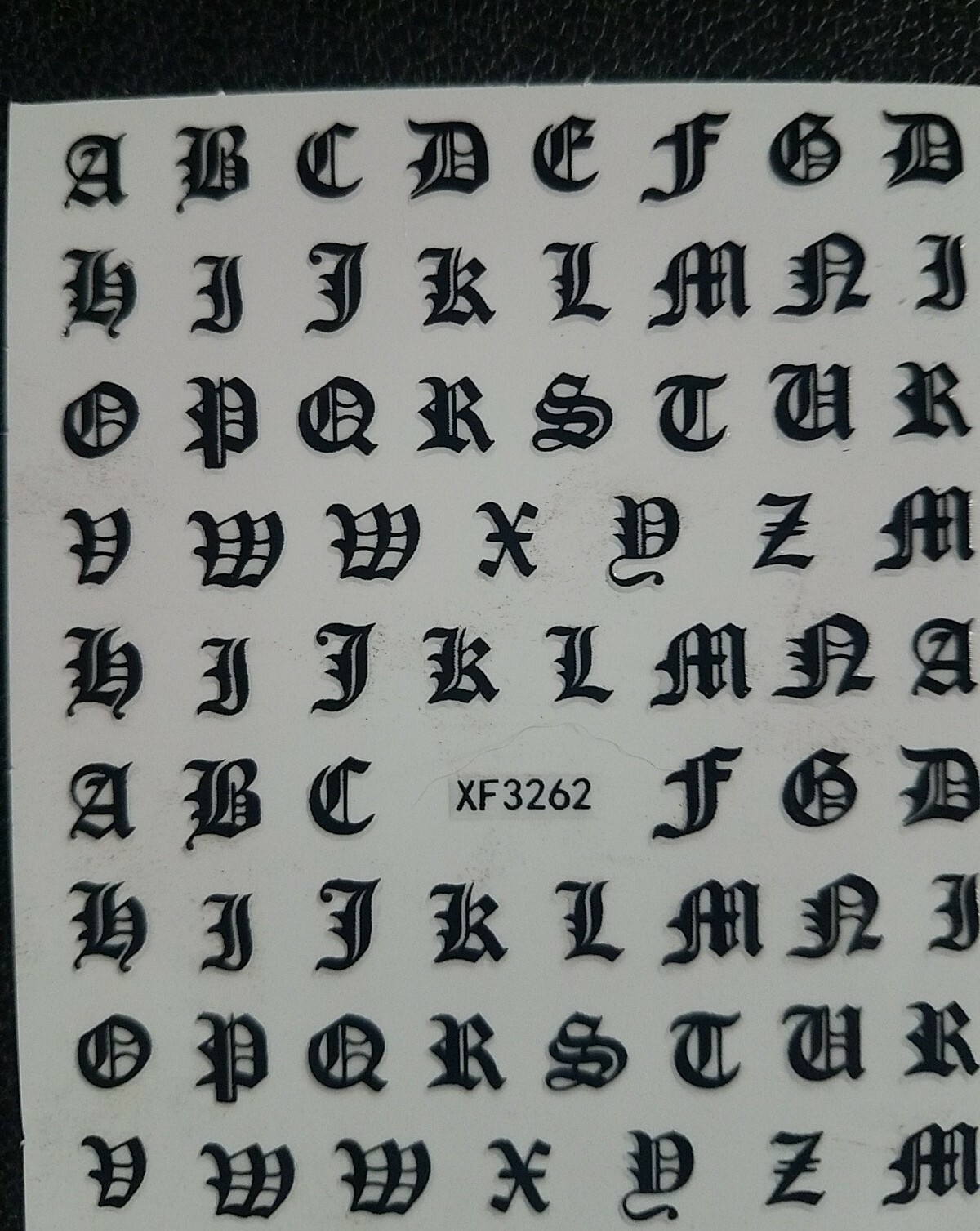 Black Alphabet Letters Nail Art Stickers