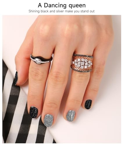 Semi Cured Gel Nail Strips (Dancing Queen), 28 pcs UV Gel Nail Stickers for