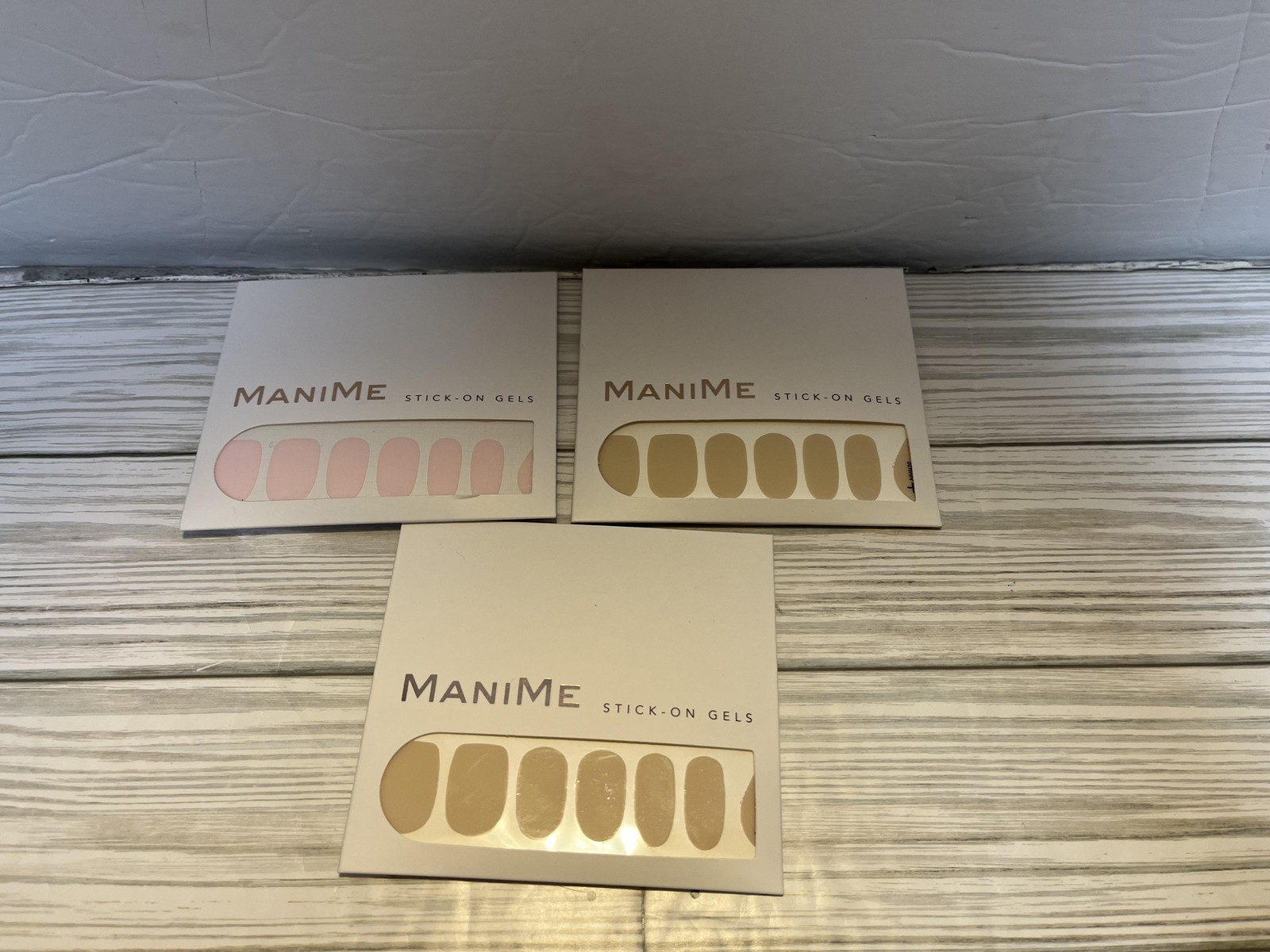 ManiMe Stick-On Gels Press-On Nails Lot 3 Nude Pink Beige Vegan Cruelty-Free