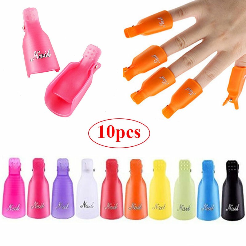 10Pcs Silicone UV Gel Polish Remover Wraps Soak Off Cap Clip Nail Art Tool US✔