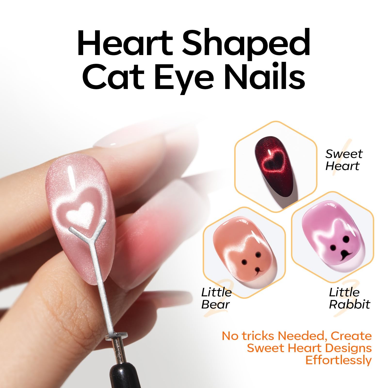 Cat Eye Magnet Set for Nails, Heart Cateye Powerful 3 IN One Magnetic Pen Nai…