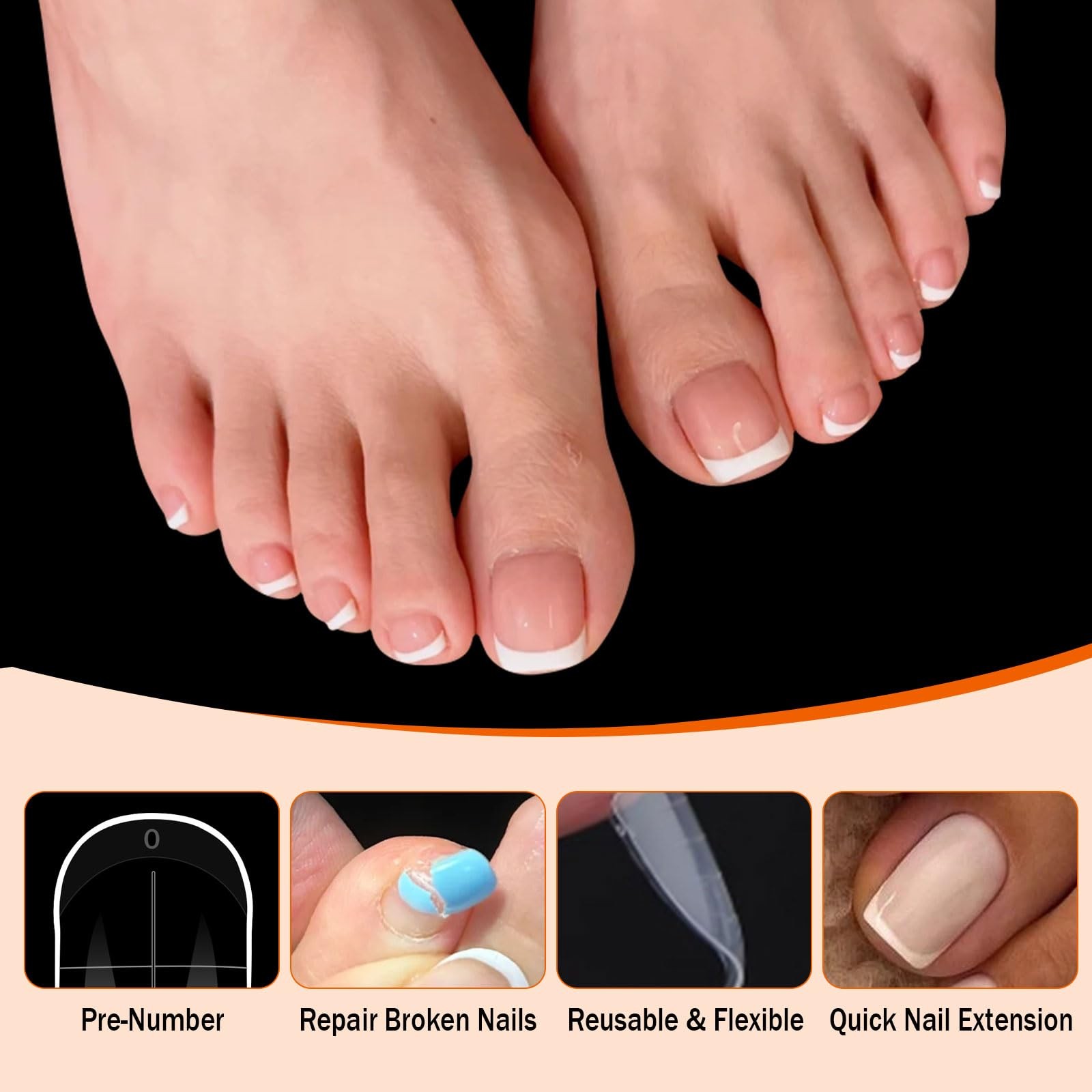 Toe Dual Forms for Poly Gel 150PCS French Nail Forms for Toes 15 Sizes Clear …