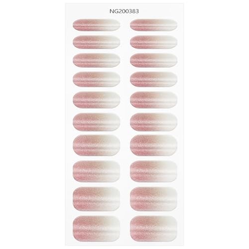 Gel Nail Stickers Pink Cream Semi Cured Gel Nail Strips Wraps UV/LED Nails